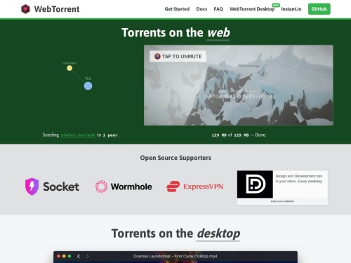 Screenshot of webtorrent.io