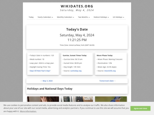 Screenshot of wikidates.org